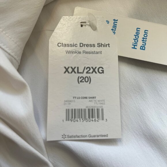 Time and Tru Classic Dress Shirt Womens XXL Artic White New LS Core Shirt - Picture 8 of 11